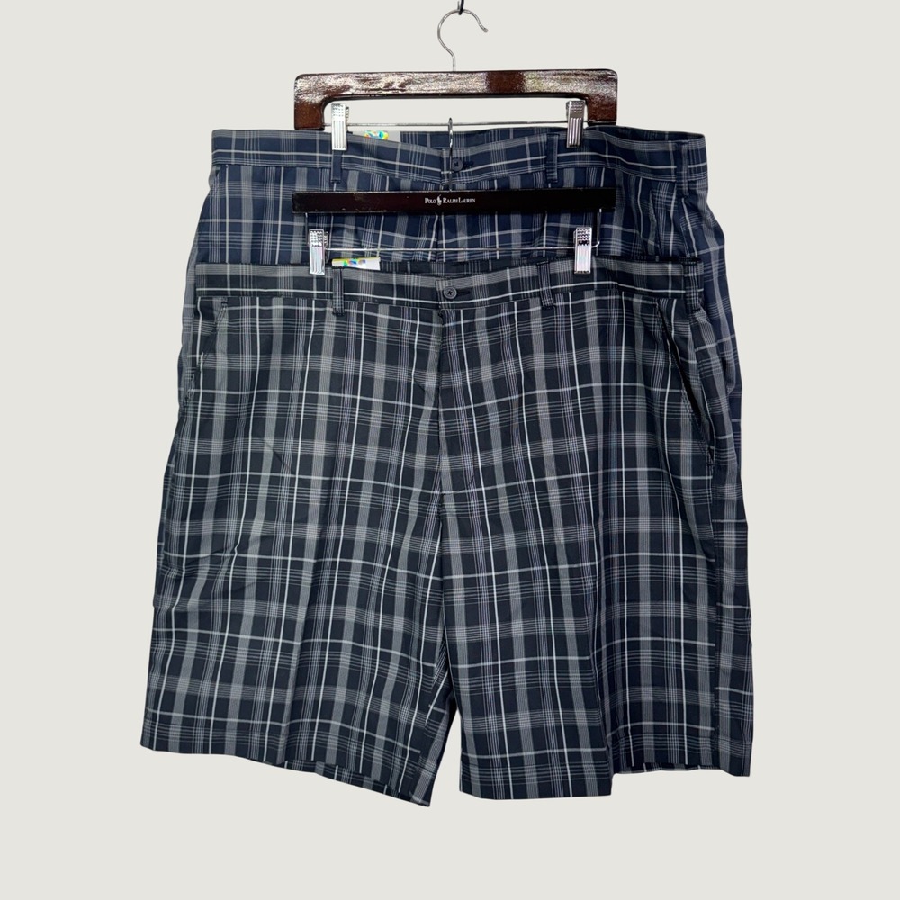 Champions Tour Golf Shorts Sz 44 Navy Plaid Performance Wicking Dadcore Lot of 2